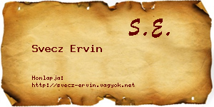 Svecz Ervin névjegykártya