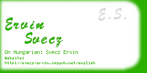 ervin svecz business card